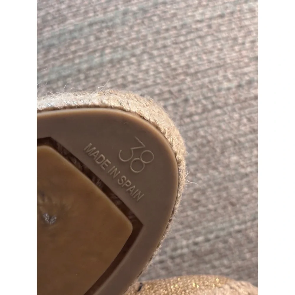 Castaner Carina Gold‎ Metallic Espadrille Wedge Sandals Ankle Tie Spain Size 38